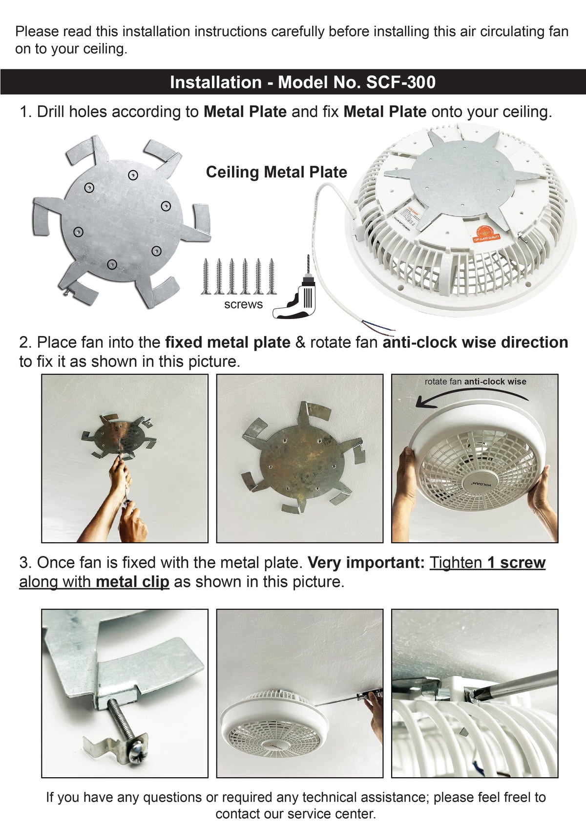 Installation Guide Air Circulating Fan