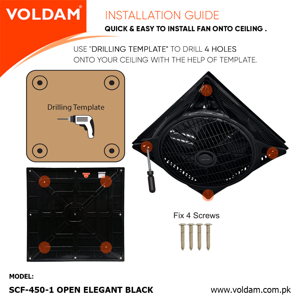 Voldam Innovative European Design Ceiling Fan 18" Open (Inverter 30 watts)