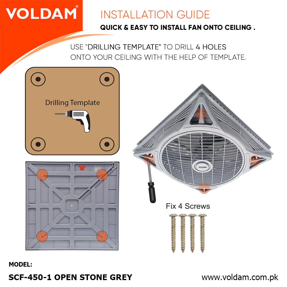 Voldam Innovative European Design Ceiling Fan 18" Open (Inverter 30 watts)