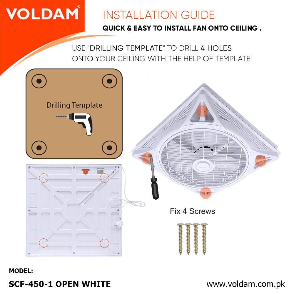 Voldam Innovative European Design Ceiling Fan 18" Open (Inverter 30 watts)