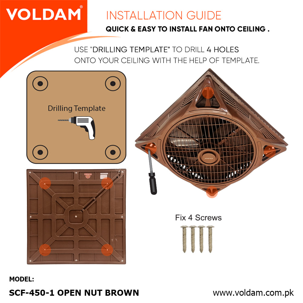 Voldam Innovative European Design Ceiling Fan 18" Open (Inverter 30 watts)