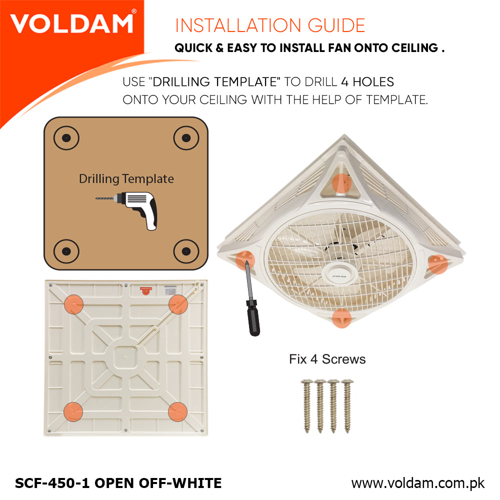 Voldam Innovative European Design Ceiling Fan 18" Open (Inverter 30 watts)