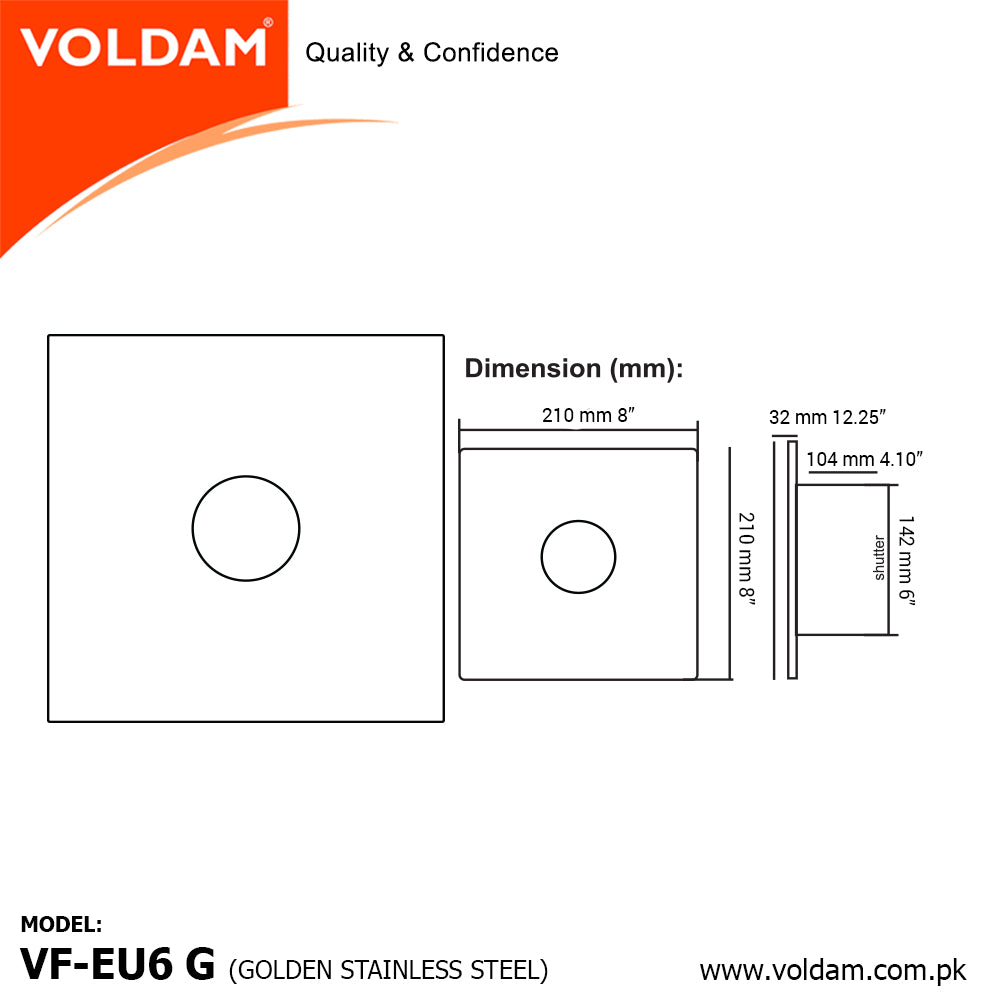 Voldam Exhaust Fan Dimension