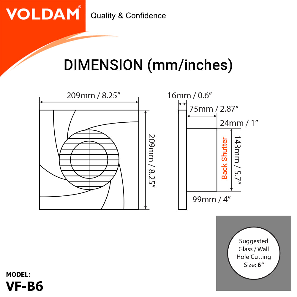 Voldam Exhaust Fan VF-B6