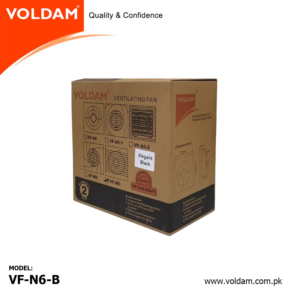 Voldam Slim, Unique & Stylish Exhaust Fan Elegant Black