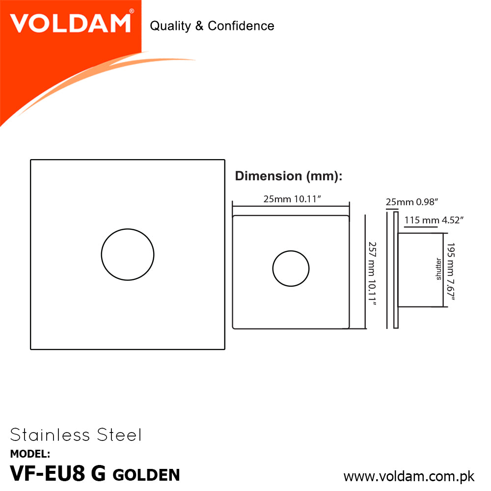 Voldam European Design Exhaust Fan Golden SS