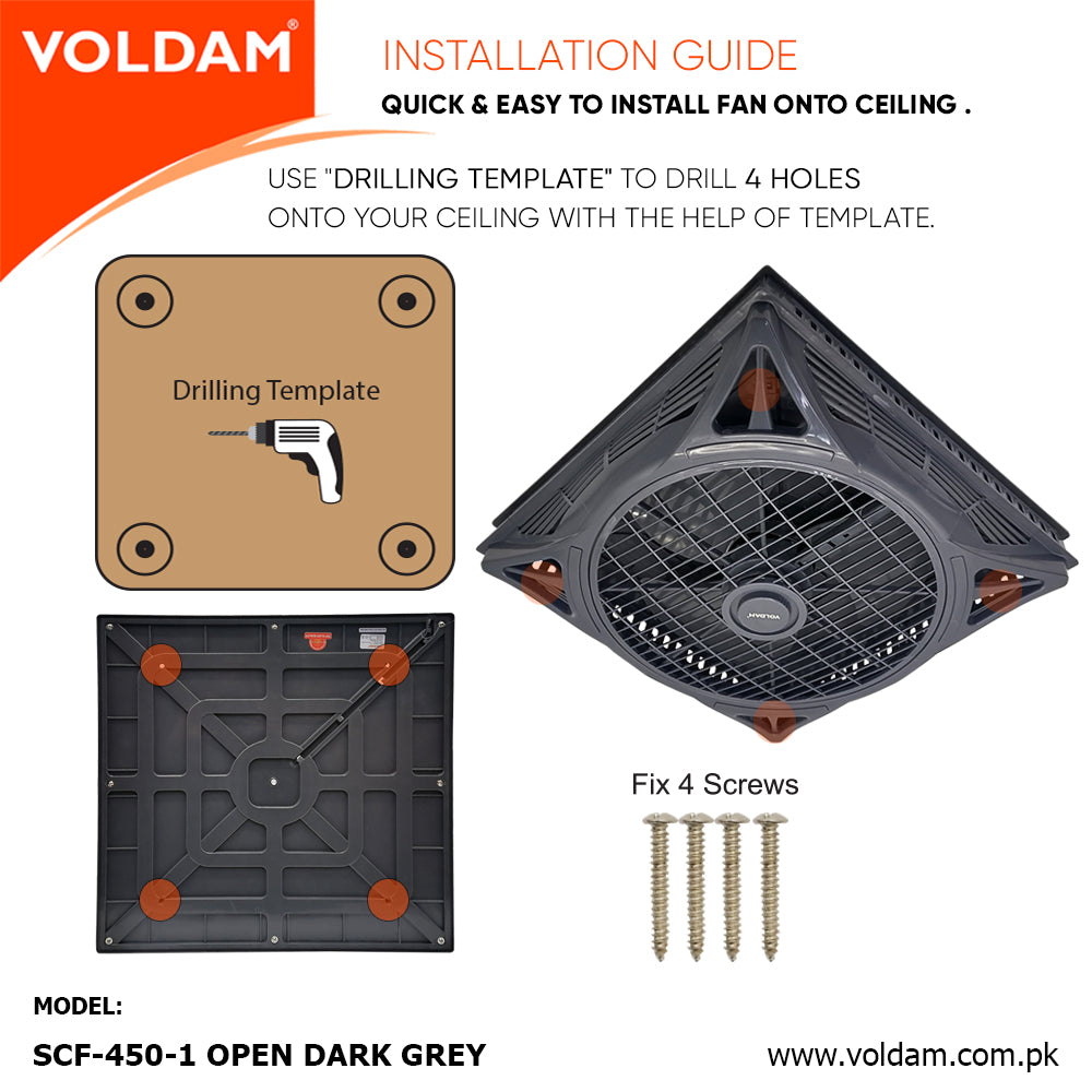 Voldam Innovative European Design Ceiling Fan 18" Open (Inverter 30 watts)