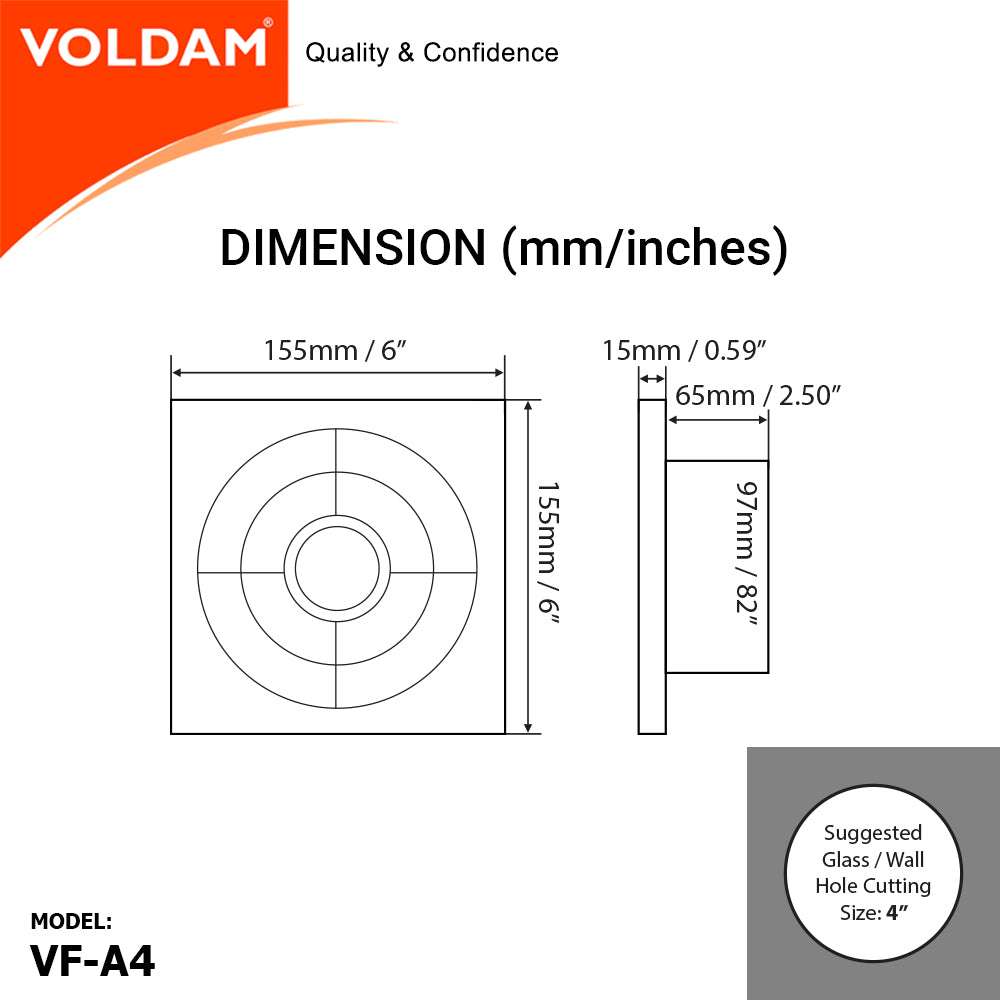 Voldam Fabulous Design Wall and Glass Exhaust Fan