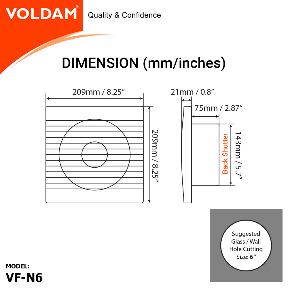 Voldam Slim, Unique & Stylish Exhaust Fan