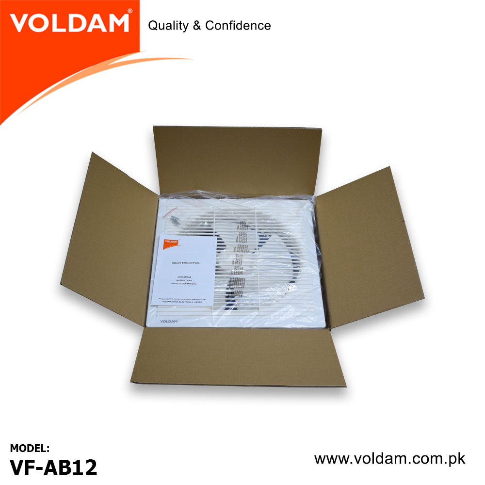 Voldam Full Plastic Grille Square Exhaust Fan