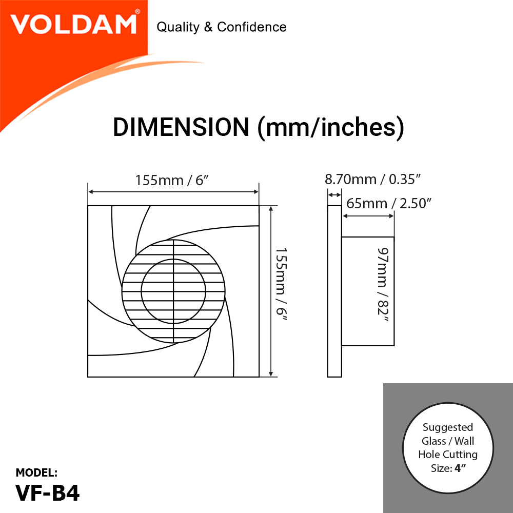 Voldam Ultra Thin Panel Exhaust Fan