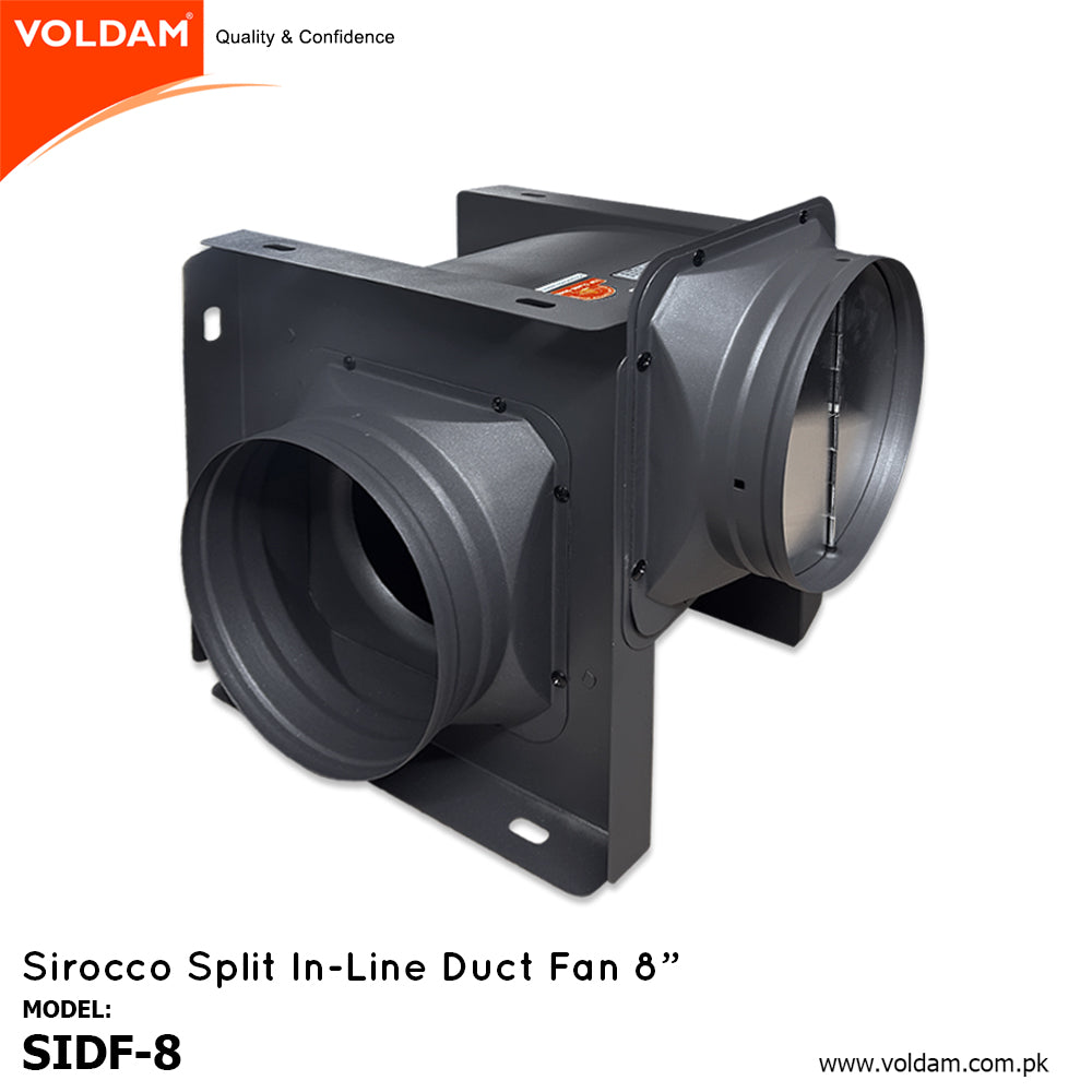 Voldam Sirocco Split In-Line Duct Fan 8"