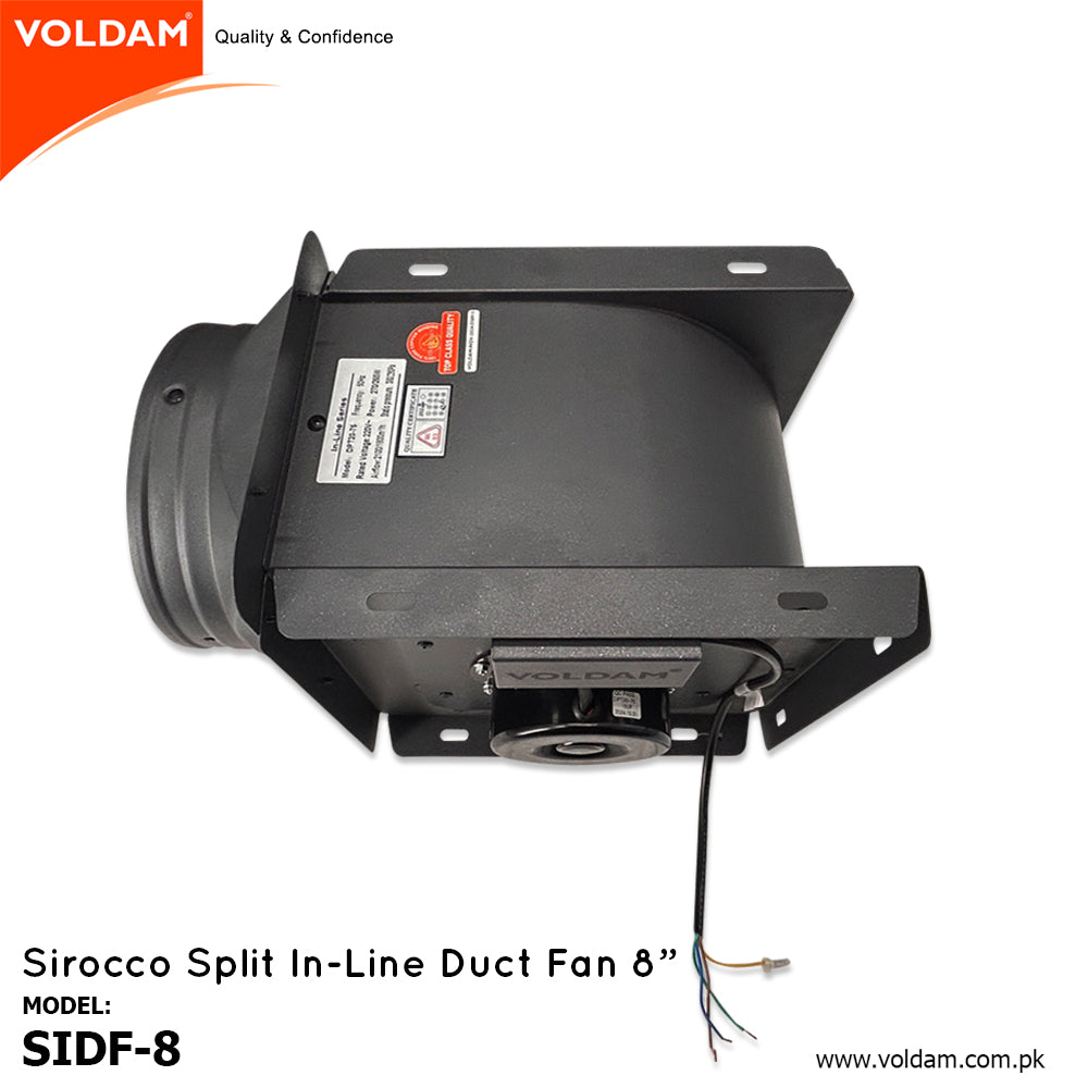 Voldam Sirocco Split In-Line Duct Fan 8"