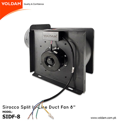 Voldam Sirocco Split In-Line Duct Fan 8"